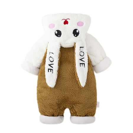 

Glookwis Baby Long Sleeve Winter Outwear Outfits Warm Onesies Cute Casual Fleece Romper Cartoon Print Thicken Hooded Jumpsuit Brown 73cm