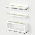 thumbnail image 3 of Floating Shelves with Cube Shelf, Wall Shelves with Metal Rail for Bathroom Decor, Over Toilet Bathroom Organizers and Storage, Toilet Paper Holder - White&Gold, 3 of 12