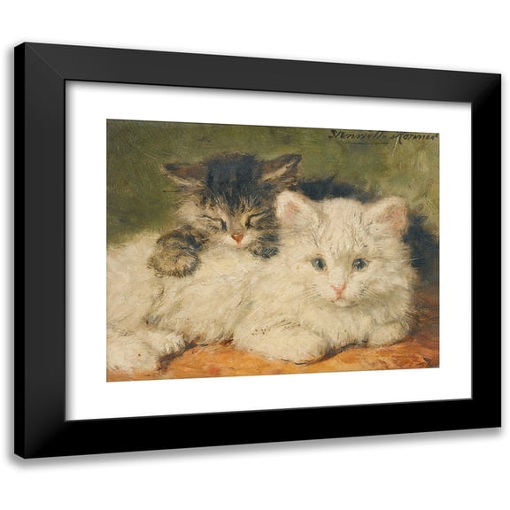 Henriëtte Ronner-Knip 14x12 Black Modern Framed Museum Art Print Titled - Two Kittens