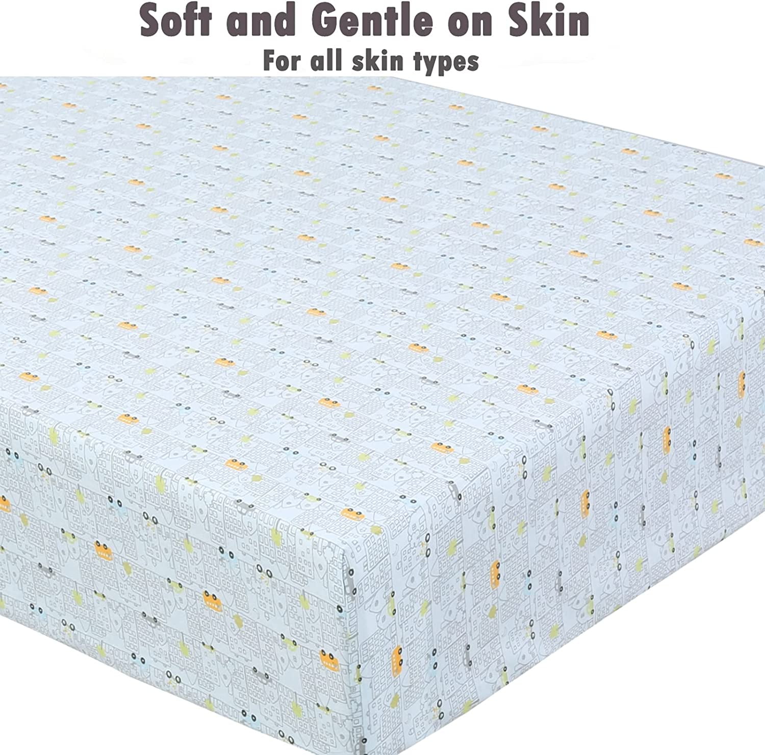 Danica 100% Cotton Fitted Baby Crib Sheet 3 Pack for baby Boys Girls |Standard Crib And Toddler Mattress Sheets | 28x52 Inch (3PK, City Frog )