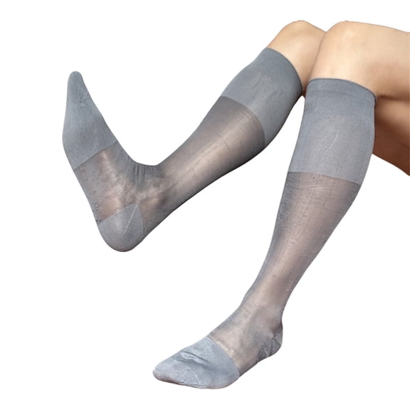 URTERYSER Men's Semi Opaque Dress Socks Thin Nylon Knee Length Long Stockings for Business Meetings and Formal Event Socks Hosiery Color C