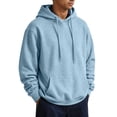 thumbnail image 5 of Fleece Men's Hoodie Blank Soft Fleece Workout Men's Fashion Hoodies & Sweatshirts Long Sleeve Drawstring Hood with Pocket Light Blue S, 5 of 6