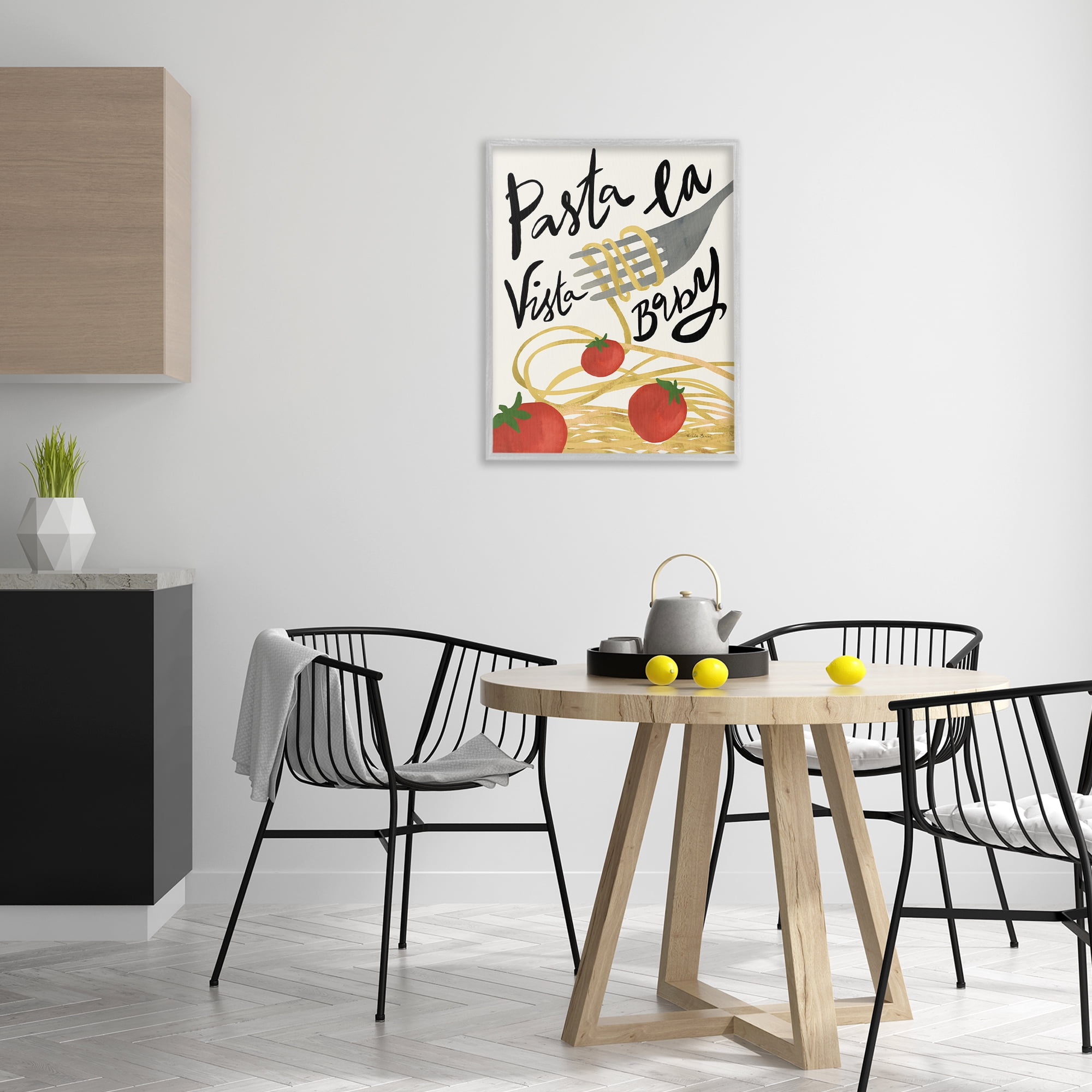 Stupell Industries Pasta La Vista Food & Beverage Painting Gray Framed Art Print Wall Art, 24 x 30