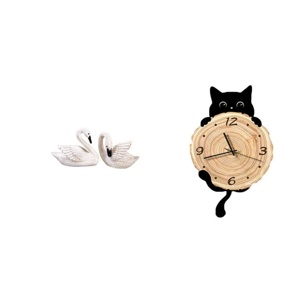 estatua de resina de cisne,Figuras de cisnes,estatuas,decoración para el hogar,bodas y fiestas.,Reloj de pared,Reloj de pared decorativo para baño o dormitorio,Reloj de pared para gatos
