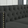 thumbnail image 4 of 3-Seater + 2-Seater Velvet Sofa Couch with Nailhead Trim, Tufted Buttons & Metal Legs, Modern Upholstered Sofa for Living Room, Black, 4 of 7