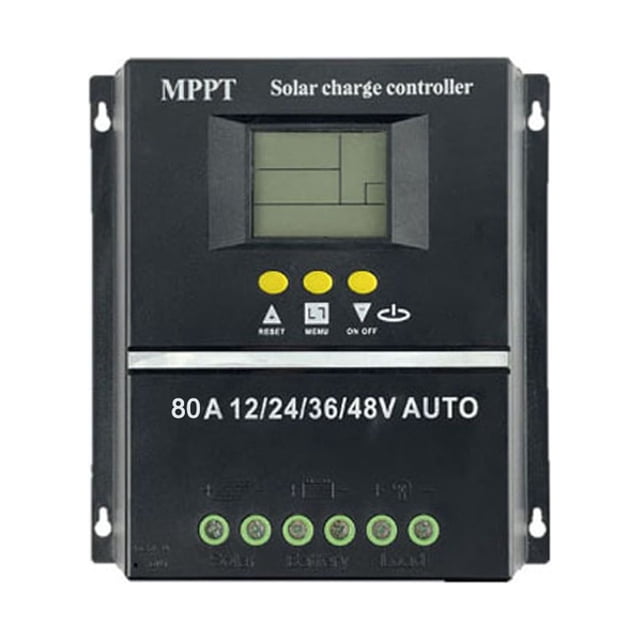 80A Solar MPPT Charge Controller with LCD Display, 4-Voltage Auto-Recognition (12V/24V/36V/48V), Supports Lithium & Lead-Acid Batteries, Multiple Adjustable Modes (Charging, Light Control, Timing,