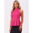 thumbnail image 2 of DARING DIVA Women's Beach Pleated Halter Neck Blouse Tops L Hot Pink, 2 of 6