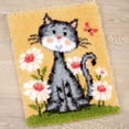 thumbnail image 2 of Latch Hook Rug Kits DIY Crochet Yarn Rugs Hooking Craft Kit with Color Preprinted Pattern Design for Adults Kids (Cat),1 * Embroidered cloth 1 set * Pre-cut Colored Yarn 1 * Latch hook tool, 2 of 7