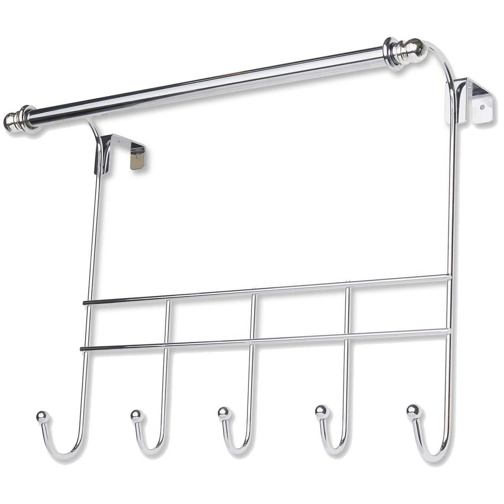 Towel Door Hanger With Towel Rack Bar, 5 Towel Hooks, 17 Inches Wide