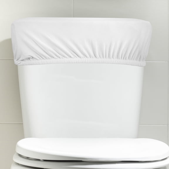 LOLIPPYY White Toilet Tank Lid Cover with Machine Washable Fabric and Modern Stylish Bathroom Decor