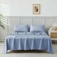 thumbnail image 4 of Jessy Home Bed Sheets Set 4 Piece Twin Sheet Set Light Blue Microfiber Fitted Sheet, Flat Sheet & 2 Pillowcases Bedding Set, 4 of 11