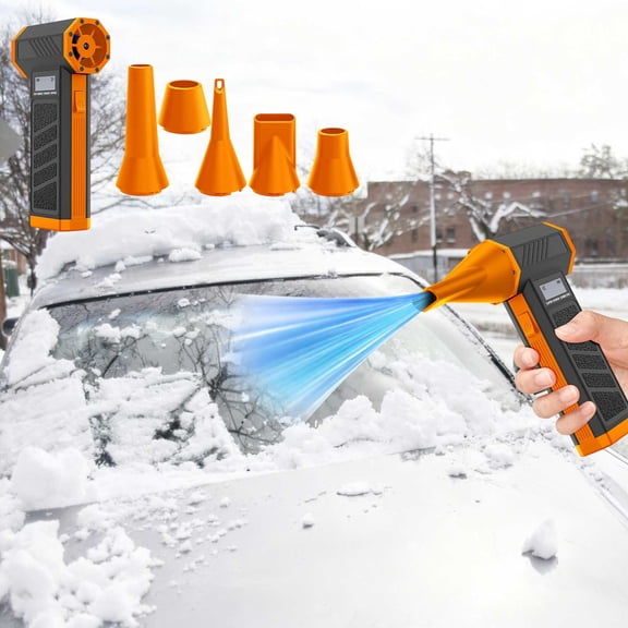 FHBVT 130000RPM Mini Violent Fan Snow Blower 300g Air Pressure 40m/s Wind Speed 5000mAh Battery LED Screen 5 Nozzles Vacuum Nozzle LED Light for Car Electronic Device Dust Snow Removal