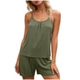 thumbnail image 2 of VONCOS Womens 2 Piece Cotton Modal Soft Pajama Set V Neck Short Sleeve Top with Shorts Army Green,Size S, 2 of 6