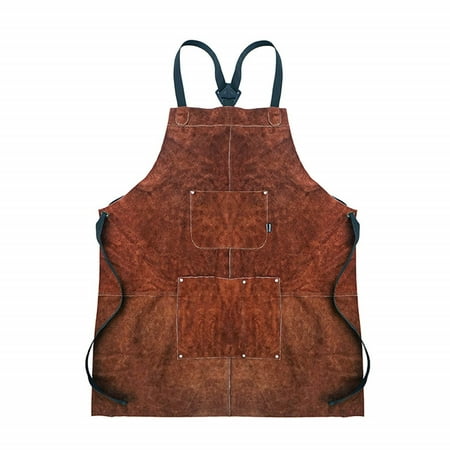 

BBQ Leather Apron 2-layer Oil Resistant Anti-wear Apron for Home