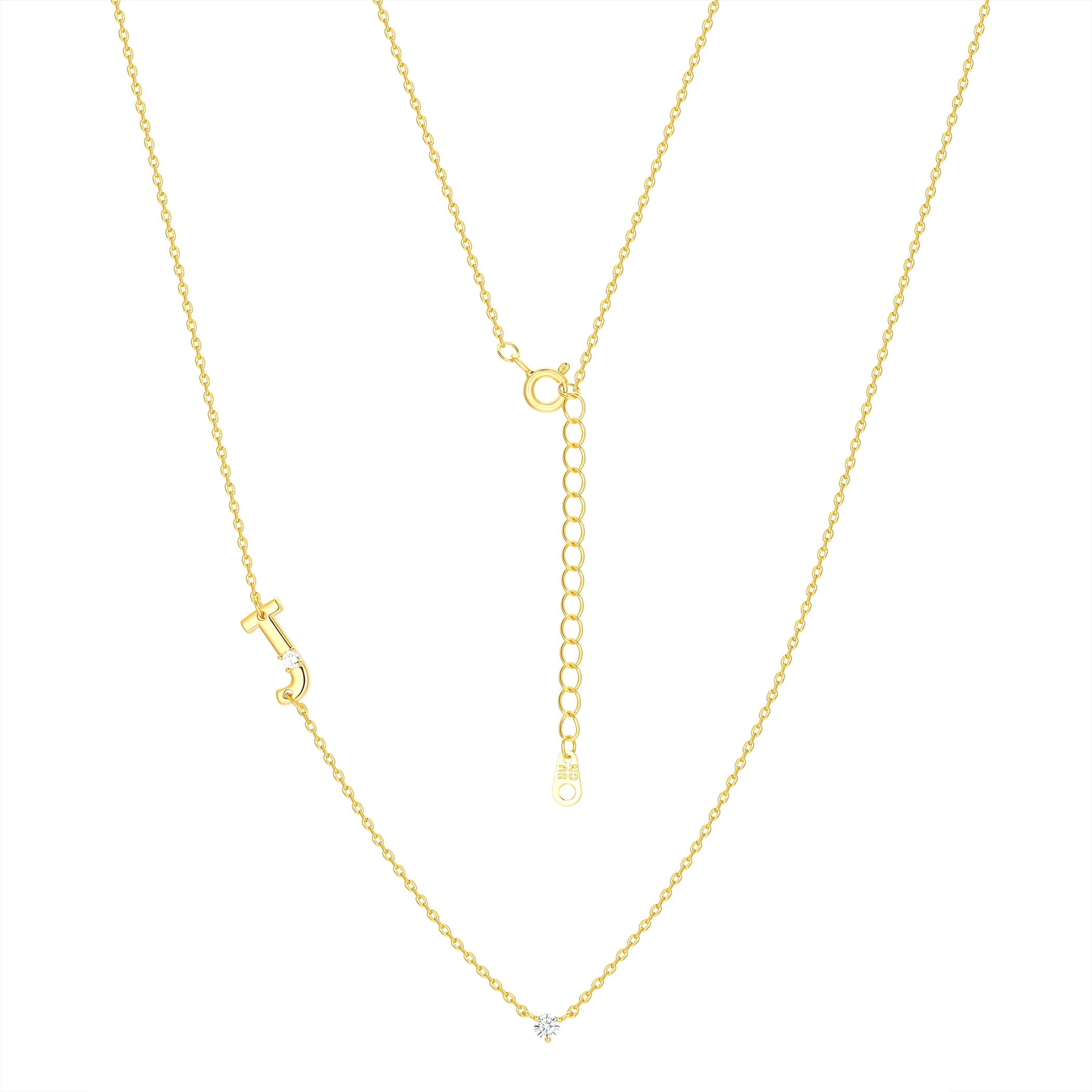 Believe by Brilliance J Triple Chain Initial Necklace Set in 14KT Gold Flash Plated Brass