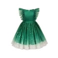 thumbnail image 2 of Girls Dress Green Christmas Tree Golden Star Glitter Party Pageant Ruffle 8 Years, 2 of 6