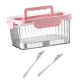 thumbnail image 3 of GROWTH TANK Fruit Lunch Box Multifunction Food Lunch Container for Office Camping Picnic Pink 600ml, 3 of 9