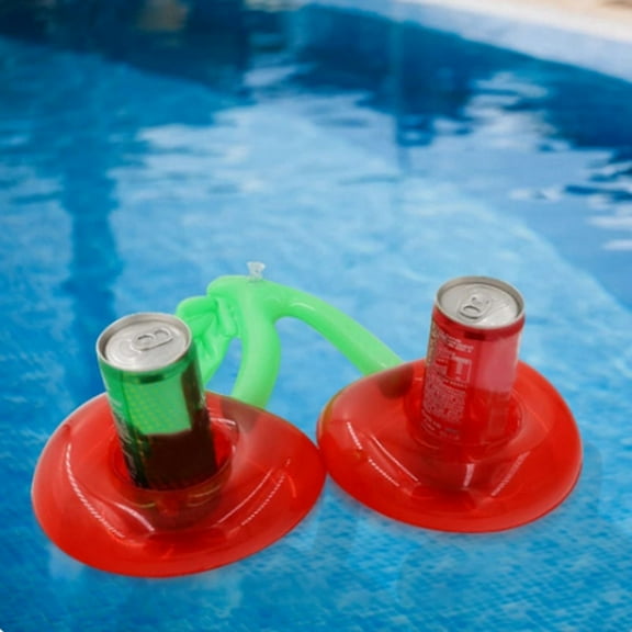 1Pcs Floating Inflatable Cup Holder Swimming Pool Drink Inflatable Ring Swimming Pool Double Mouth Cherry Cup Holder