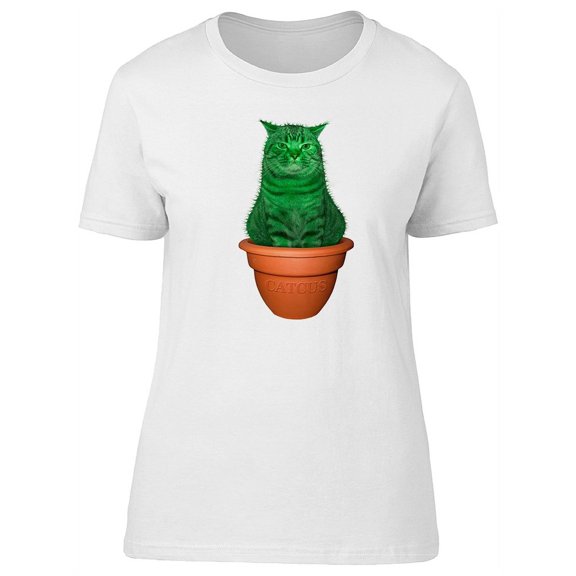 Funny Cat As Cactus / Catcus T-Shirt Women -Image by Shutterstock, Female XX-Large