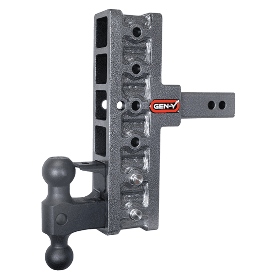 GEN-Y GH-226 MEGA-DUTY Adjustable 7.5" Offset Drop Hitch with GH-051 Dual-Ball, GH-032 Pintle Lock for 2" Receiver - 16,000 LB Towing Capacity - 2,000 LB Tongue Weight