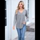 thumbnail image 5 of Camisetas de Larga para Mujer, Cuello en V, Suaves, Básicas, Holgadas, Informales, Moda de Otoño. Gris L, 5 of 10