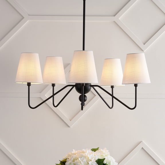 JONATHAN Y Skylar 32" 5-Light Classic Minimalist Iron Inverted Gourd LED Chandelier, Black, JYL7912A