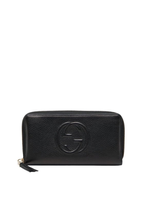 Pre-Owned Gucci Interlocking G Soho Round Zip Long Wallet 308004 Navy Leather Women's GUCCI