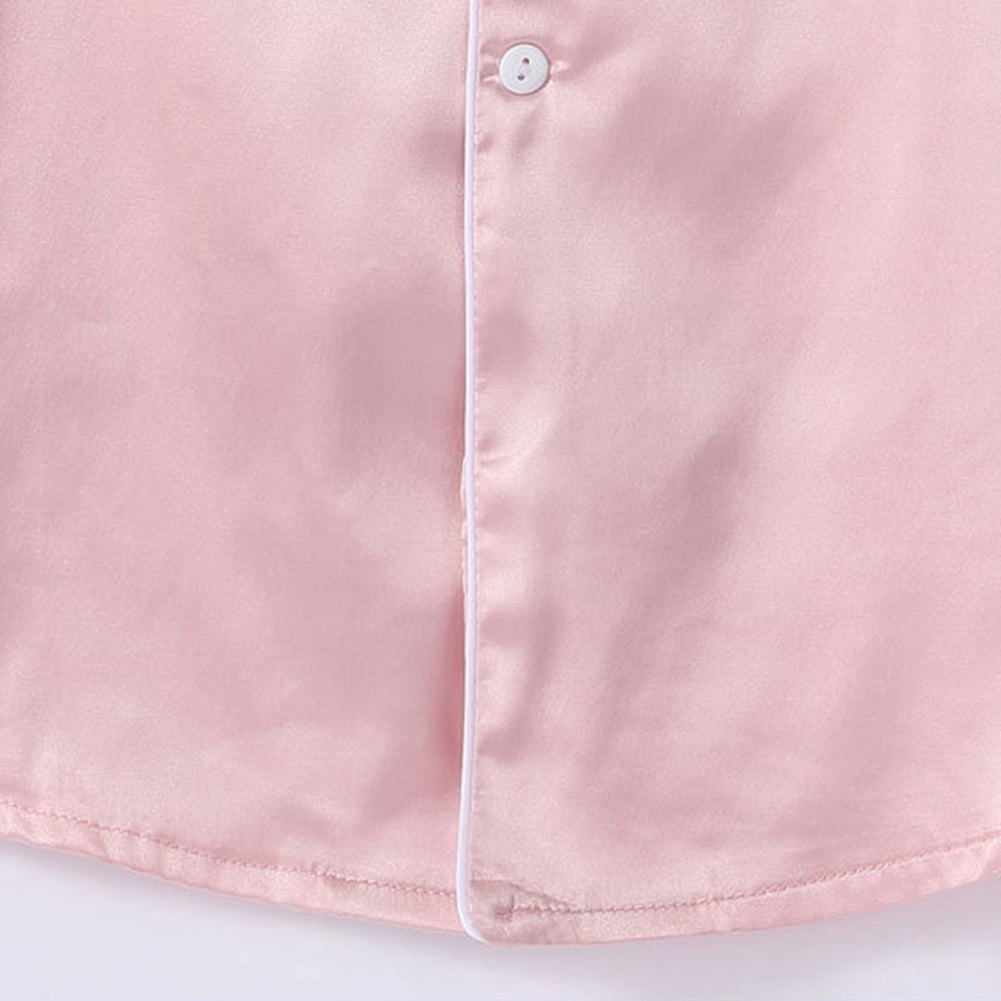 Girls' Silky Satin Nightshirt - Long Sleeve Button-Up Sleep Shirt For Ages 9-13 Years, Hot Pink & Teal