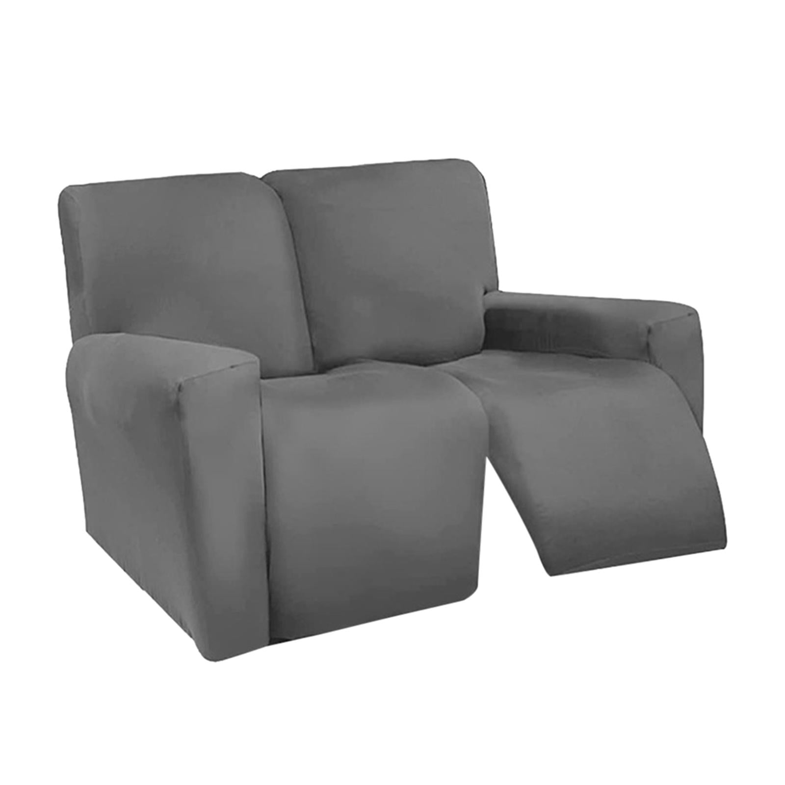Stretch Sectional Recliner Sofa Slipcover Soft Fitted Fleece Couch Cover Washable Furniture with for Kids Pet Dark Gray 6 Slices