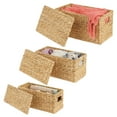 thumbnail image 6 of mDesign Woven Water Hyacinth Storage Basket, Lid/Handles, Set of 3 - Natural/Tan, 6 of 8