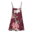 thumbnail image 5 of Usmixi Womens Dresses Beach Holiday Vintage Loose Ruffle Swing Adjustable Spaghetti Strap Mini Sundress Summer Floral Print V-Neck Sleeveless Formal Short Dress Wine m, 5 of 5