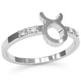 thumbnail image 2 of Taurus Zodiac Sign Diamond Ring In Solid 14k White Gold, 2 of 6