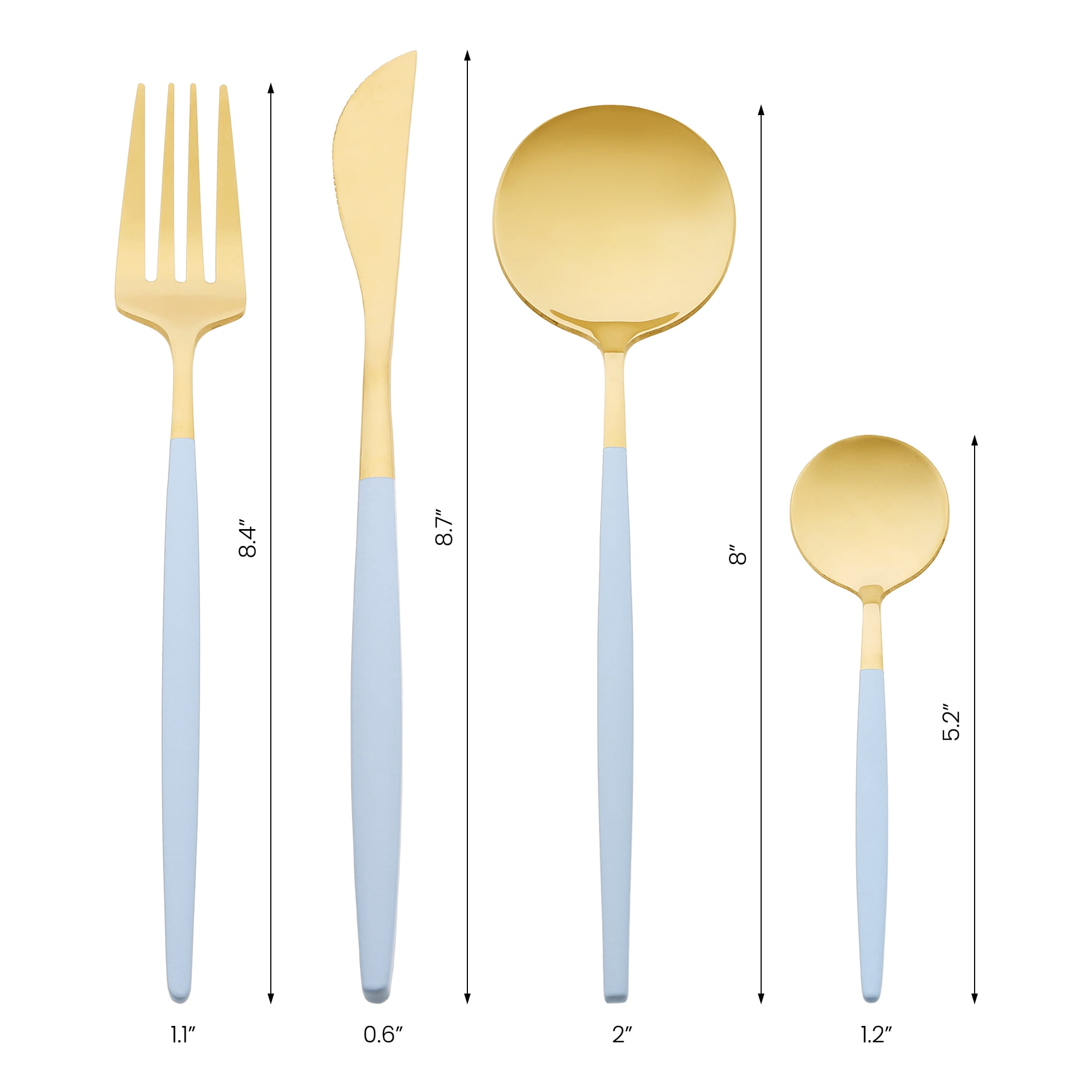 Unique Bargains Stainless Steel Flatware Set Blue 4 Pcs