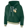 thumbnail image 2 of Women's WEAR by Erin Andrews Green Green Bay Packers Plus Size Lace-Up Pullover Hoodie, 2 of 3