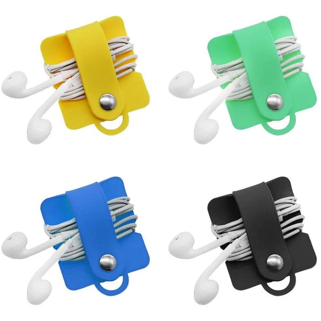 Organizador de cables para auriculares, 4 unidades, correas para sujetar los auriculares, enrollador de auriculares y enrollador de cables, evita que los cables y los cables USB se enreden