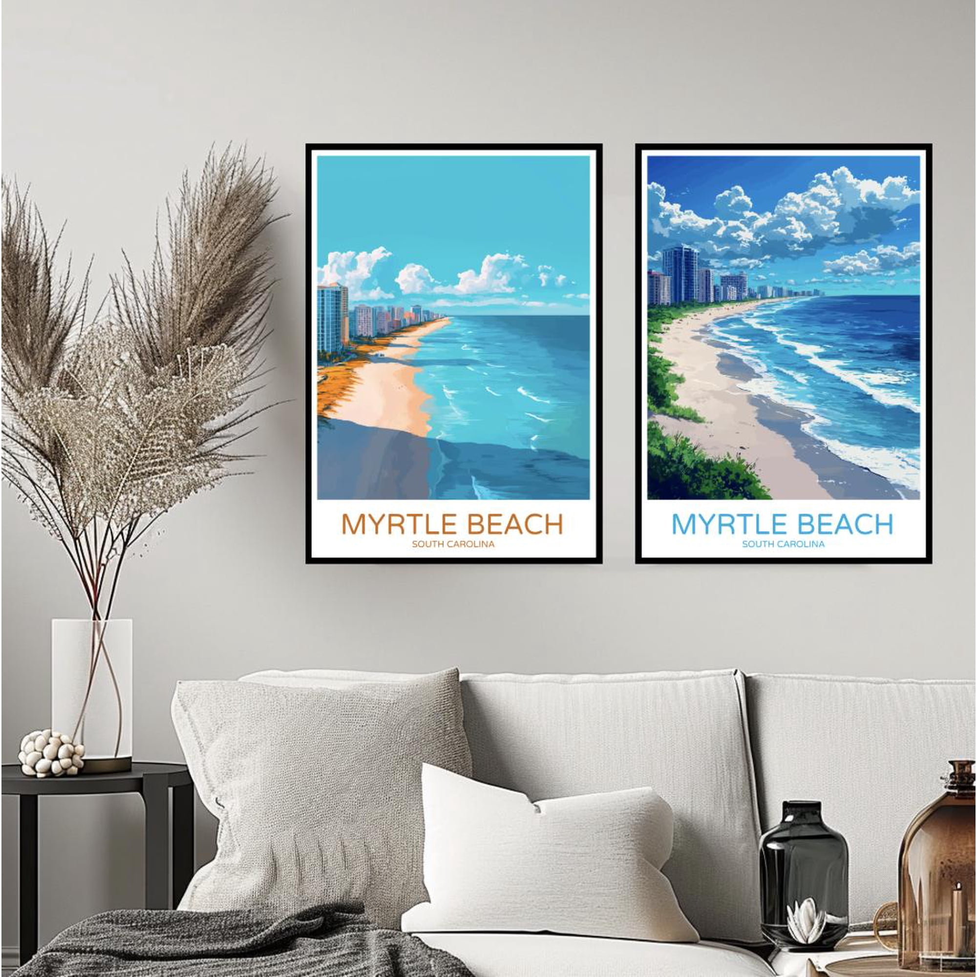 Myrtle Beach South Carolina Travel Wall American United States Room Usa Poster, Set 2, Poster Only