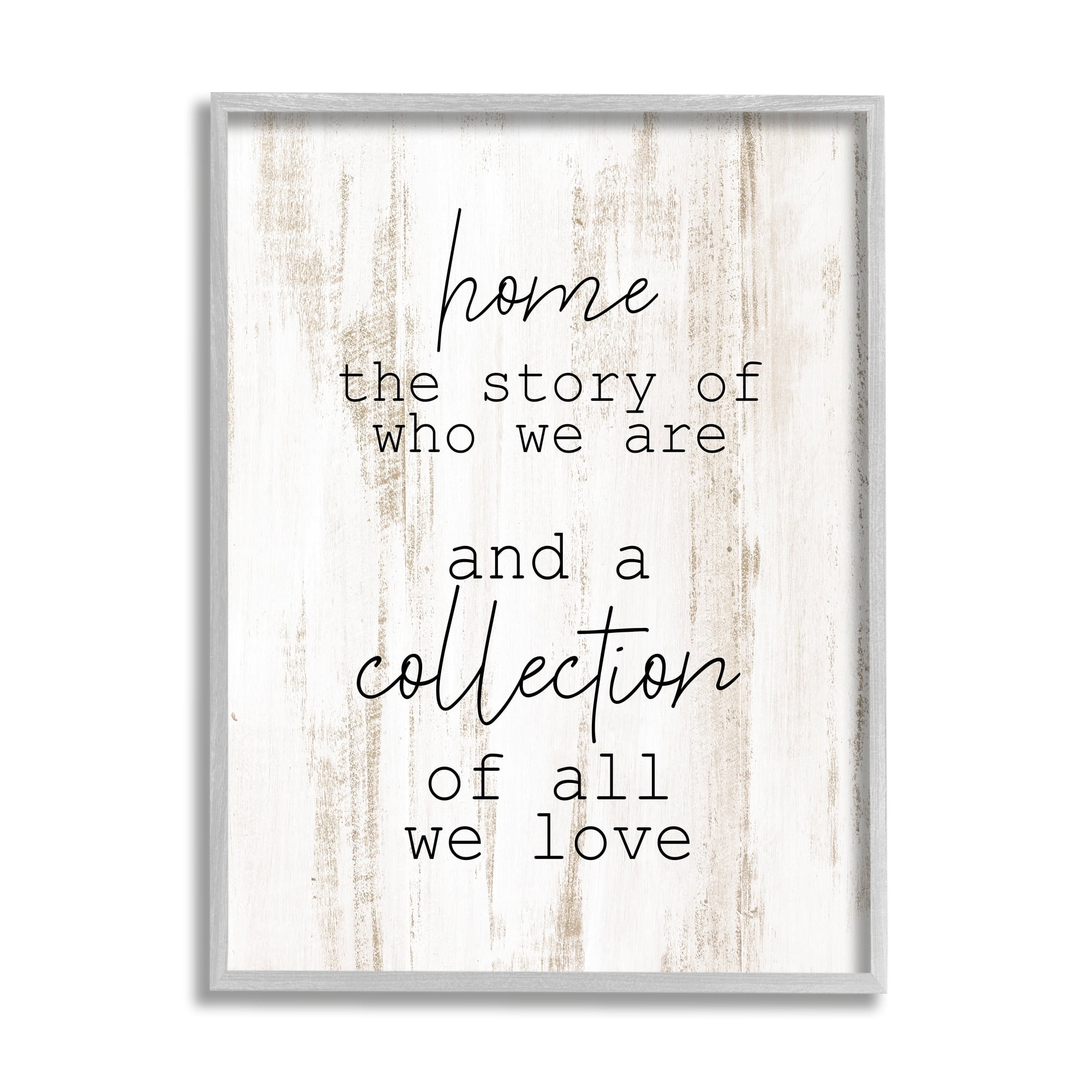 Stupell Industries Story Of Who We Are Uplifting Loving Home Quote Graphic Art Gray Framed Art Print Wall Art, Design by Kim Allen