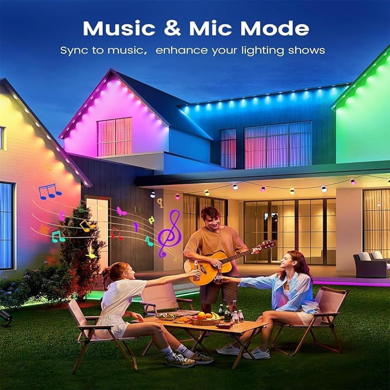 140FT Permanent Outdoor RGB Lights,Waterproof Smart LED Eaves Lights with App/Remote Control,for Christmas and All Holiday Decor,Daily and Accent Lighting,House Roof and Garden Lighting