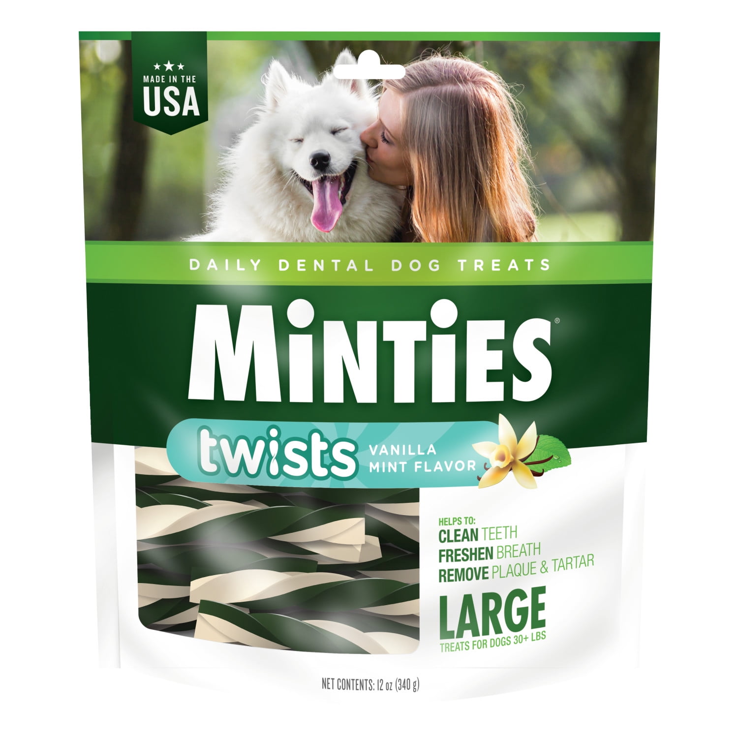 MINTIES Twists Dog Dental Treats for Medium/Large Dogs Over 30 lbs