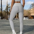 thumbnail image 4 of High Waist Full Length Leggings with Ribbed Waistband - Small, Light Gray, 4 of 6