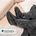 thumbnail image 4 of PAVILIA Fleece Blanket with Sleeves and Foot Pockets for Women Men Adult, Wearable Blanket Throw Wrap, Warm Cozy Extra Soft Sleep Hug Blanket with Feet, Gift for Women Mom (Charcoal), 4 of 7