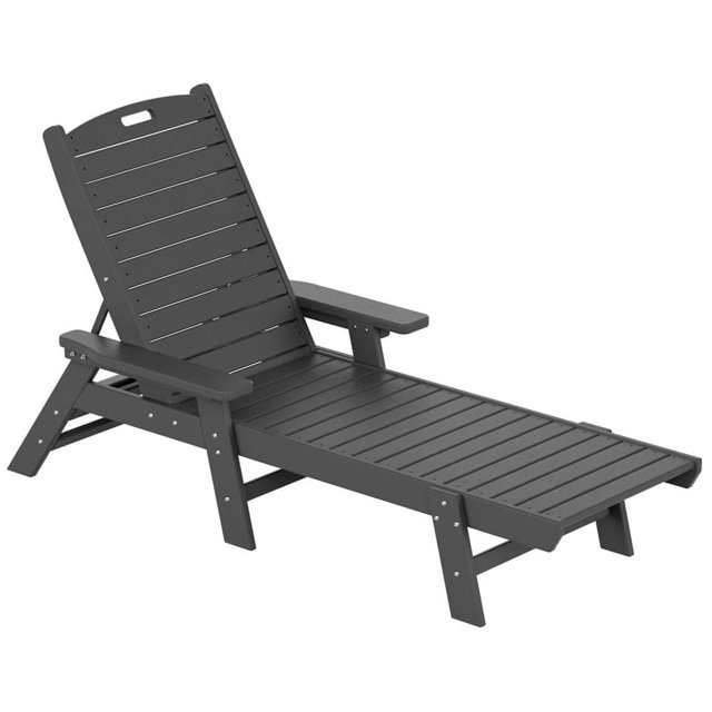 Bayport Chaise Longue Inclinable en Plastique HDPE pour Extérieur en Gris