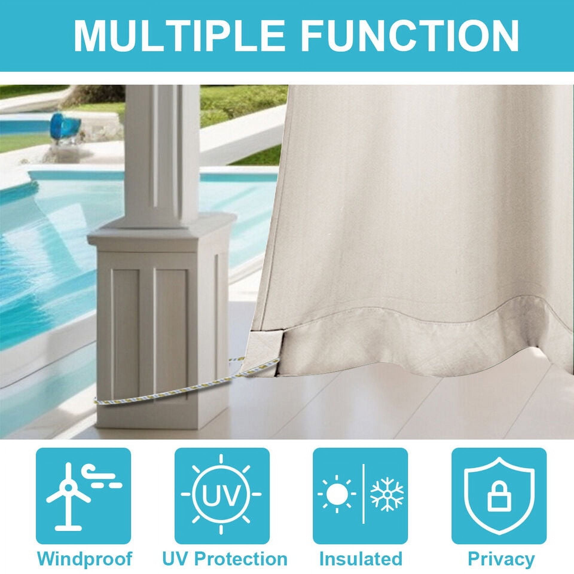 TOPCHANCES Outdoor Curtains Waterproof Windproof 3D Embossed Pattern Curtain for Patio, Porch, Pergola, Gazebo, Grommet Top and Tab Bottom Drape, 4 Panels, 52x84 inch, Creamy Beige