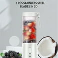 thumbnail image 3 of TFixol Portable USB Rechargeable Mini Blender with 6 Blades, 450ml Capacity, 20,000 RPM, Handheld Juicer for Shakes, Sports, Travel, and Outdoors, White, 3 of 7