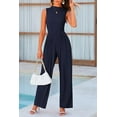 thumbnail image 3 of PRETTYGARDEN Womens Summer Jumpsuits Dressy Casual One Piece Outfits Sleeveless Mock Neck Wide Leg Pants Rompers with Pockets, 3 of 7