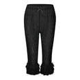 thumbnail image 6 of Wangmeiwg Women's Casual Pants - Solid Color Fashion Lace Hollow See-Through Cropped Pants forParties Black L, 6 of 8