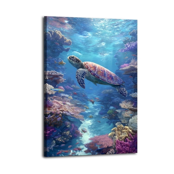 Larbulse Beautiful Ocean Scenery Sea Turtles Canvas Wall Art Home Decor Poster Vintage Funny Print Picture Abstract Bedroom Living Room Kitchen Posters Decor