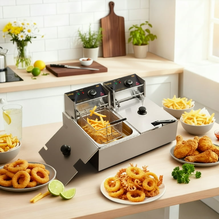 Ktaxon Heavy Duty Commercial Electric Deep Fryer with Dual Baskets