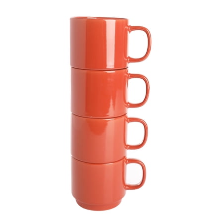 Gap Home Color Cups 14.8-Ounce Stackable Red Stoneware Mug Set  Set of 4