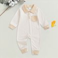 thumbnail image 2 of CAUYDY Baby Boys Romper Newborn Clothes Fall Winter Preemie Long Sleeve Bodysuit Infant Boy Pajamas Toddler Sleepwear 6 9 12 18 Months Beige for Sizes 12-18 Months, 2 of 6